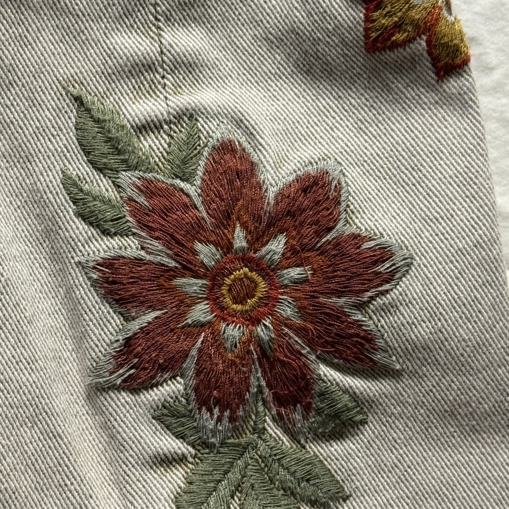 DRIFTWOOD (sold by FREE PEOPLE) Beige-ish embroidered jeans - Picture 5 of 11